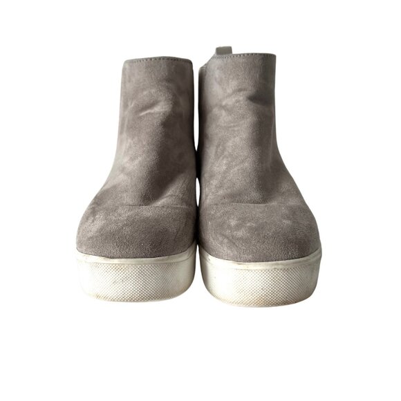 Soda Wedge Sneaker Shoes Side Zipper Light Grey High Top‎ Women Size 7.5 Taupe - Picture 4 of 8
